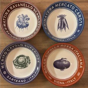 French Market Pasta Bowls set of 4, Certified International Tina Higgins c.
